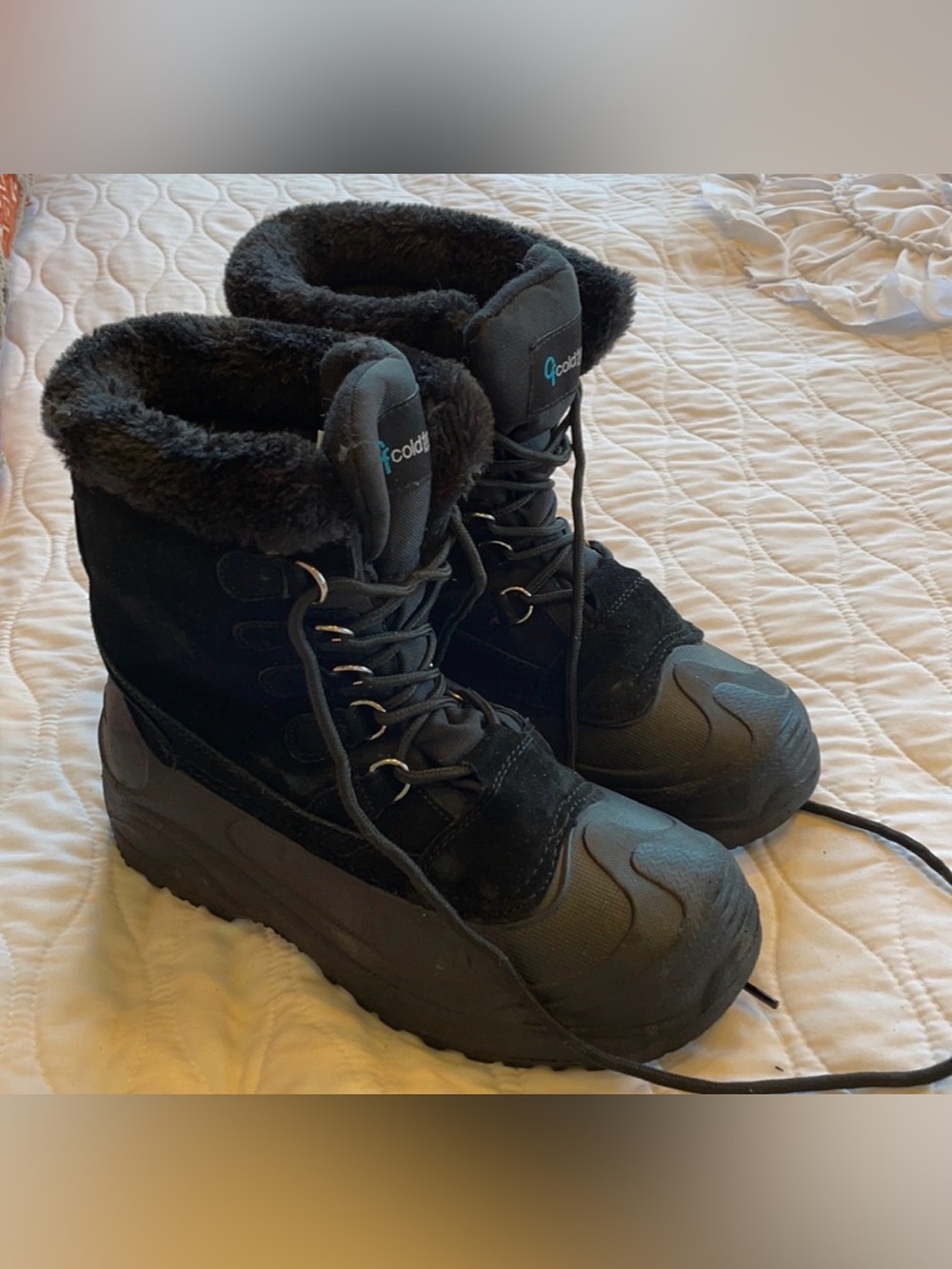 Men's Black Insulated Lace-Up Rain & Snow Boots